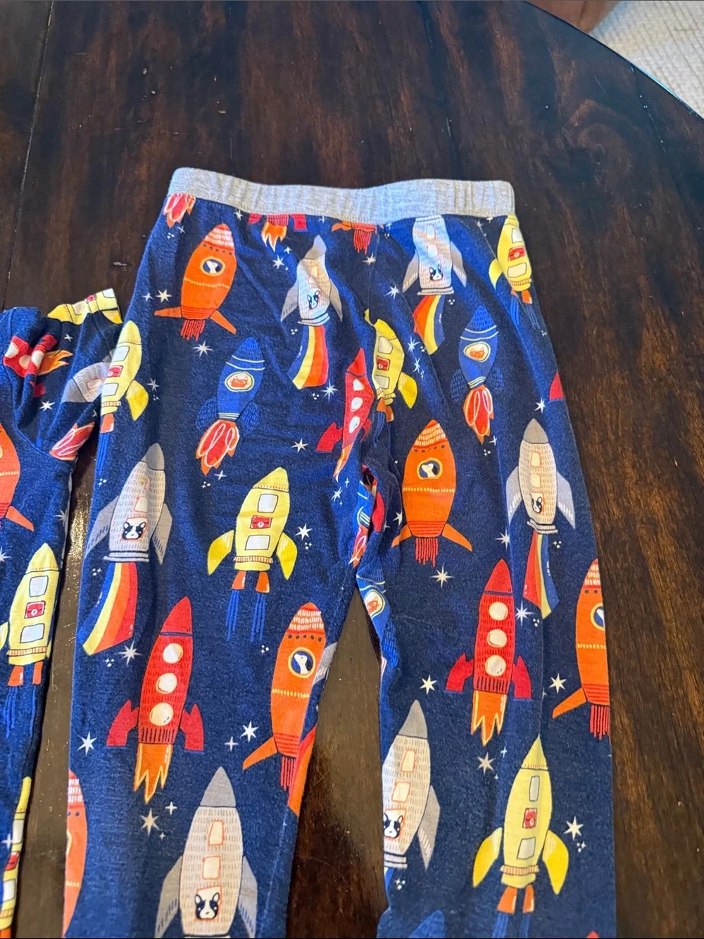 Little Sleepies Navy Rocket Pajama Set with Red, Yellow & Orange Rockets